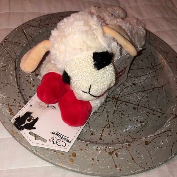 pawtown Plush Ivory Lamb Chop Squeaky Dog Toy - Picture 1 of 6